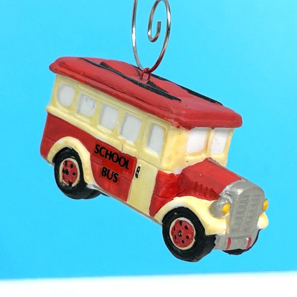 Vintage Retro Style School Bus Porcelain 2.5" Christmas Tree Ornament - Picture 3 of 5